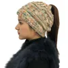 가을 겨울 높은 품질에 대한 여러 가지 빛깔의 모직 뜨개질 포니 테일 모자 여성 따뜻한 귀 보호 캐주얼 비니 모자