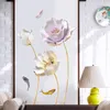 Autocollants muraux de papier peint 3D à fleurs de Style chinois, autocollants muraux pour salon, chambre à coucher, salle de bains, décoration de maison, affiche élégante