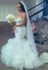 Africanos querido Organza Sereia vestidos de casamento 2020 Crystals frisada Top Trem da varredura Boho casamento vestidos de noiva vestes de mariée