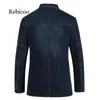 New Mens Denim Blazer Men Fashion Cotton Vintage Suit Jacket 4XL Male Blue Coat Denim Jacket men slim fat Jeans Blazers