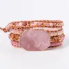 YGLine Natursten 5 Wraps Handgjord Boho Pink För Kvinnor Armband Dropshipping J190703