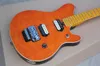 6 cordas guitarra elétrica laranja com ponte tremolo, folheador de plátano acolchoado, maple fretboard, customizável