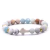 Fashion 8mm Natural Stone bracelets for women Elasticity Yoga Cross Charms Bracelet Men jewelry