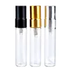 TOP 5ML 10ML Flacon vaporisateur en verre transparent Vide Atomiseur de parfum rechargeable clair avec bouchon en argent doré Flacons en verre d'échantillon portable LX6452