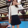 Yeni Yüksek Bel Bir Çizgi Pileli Etekler Harajuku Lolita Gri Beyaz Siyah A-Line Sailor Etek Cosplay Japon Okul Etekler Üniforma