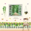 Huge Window 3D Green View Flowers Plant Wall Stickers Art Mural Decal Wallpaper (Intl)