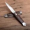 Nuovo coltello pieghevole tattico automatico orizzontale 8Cr13 lama in raso con manico in legno coltelli da tasca EDC per esterni con guaina in nylon spedizione gratuita