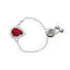 SILVER color adjust sized tear drop charm slider delicate chain stunning women luxury fashion birthstone ring
