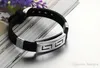 Armband Bangle Charm Armbanden Nieuwe Heren Zwart Punk Rubber Prachtig roestvrij staal Polsbandje Clasp Manchet Bangle Armband