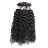 Brasiliansk kinky Curly Wave Mänskliga hårbuntar med stängning Peruanska Virgin Hair Extensions 8-28In Naturlig färg Ishow Hårväv för kvinnor alla åldrar