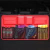 Quality leather Car Rear Seat Back Storage Bag Multi Hanging Mesh Nets Pocket Trunk Bag Organizer Auto StowingTidying Supplies2968