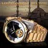 Zrezygnowanie z 2017 Tajemnicza kreatywna design Złoty stal ze stali nierdzewnej Męskie zegarek najlepsze marka luksusowa automatyczna szkielet zegar zegarowy338o