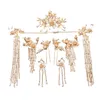 Traditional Chinese Hairpin Gold Hair Combs Wedding Hair Accessories Headband Stick Headdress Head Jewelry Bridal Headpiece Pin Y200409