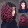 Ombre Renkli Kıvırcık Bob Peruk Kısa İnsan Saç Peruk Siyah Kadınlar Için Sarışın Burgundy 13x6 Dantel Ön İnsan Saç Peruk Nabeauty 180