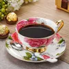 3 sztuk kubek herbaty kości i spodek Zestaw z łyżką Porcelanową Złotą Rimmed Coffee Fionaup 200 ml