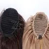 VMAE Straight 100g loiro desenhado duplo color raletail clipe de buraco apertado em extensões de cabelo humano de rabo de cavalo de cordão