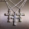 Choucong Fashion Cross Pendants Diamond Real 925 Sterling Silver Bröllop Hängsmycke med halsband för kvinnor Brud Smycken