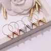 2017 Marka Mody Lady Stal Nierdzewna Moda tytanowa stalowa złota biżuteria w kształcie litery V gładka tytanowa stalowa kolczyki kolczyki