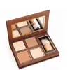 Hot 4 kleuren bronzers highlighters poeder palet naakt kleur shimmer stick cosmetica chocolade oogschaduw met borstel