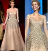 Ivanka Trump Inaugural Celebrity Sukienki 2019 Nowy Szampański Blingling Zroszony Księżniczka Suknia Balowa Tulle Nude Moda Suknie Wieczorowe
