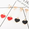 Längd 6cm Klipp Örhängen Guld Silver Black Red Long Heart Pendent Clip On No Pierced Women Fashion Örhängen Charm Smycken Eroddrop