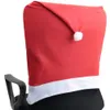 Santa Claus Red Hat Chair Back Cover for Christmas Dinner Decor 6pcs Xmas Cap set