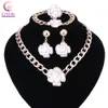 Femmes mariage mode cristal émail fleur couleur or perles africaines Vintage fête déclaration collier accessoires ensembles de bijoux