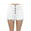 Pantaloncini di jeans a vita alta da donna con bottino estivo con frange Mini jeans corti in spandex bianco sexy con nappa vintage strappata 2020