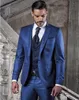 Nouveau Haute Qualité Un Bouton Bleu Marié Tuxedos Encoche Revers Hommes De Mariage Costumes De Bal D'affaires (Veste + Pantalon + Gilet + Cravate) 629