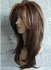 Synthetic Wigs Ladies wig gold brown highlights Omber curly fluffy pear flower buckle middle long straight hair FZP149