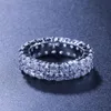 Hip Hop Bling Mens Womens With Side Stones Ringar Guld Silver Dubbel Row Zircon Diamond Engagement Iced Out Rings