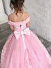 Ny ankomst rodnad rosa blommor flicka klänning söt 3d blommor prinsessan fest klänning lyx boll klänning flicka formell bröllop pageat klänningar5214394