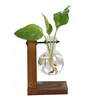 Terrarium Hydroponic Plant Vases Vintage Flower Pot Transparent Vase Wooden Frame Glass Tabletop Plants Home Bonsai Decor3564039