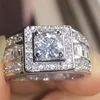 Heren trouwringen mode zilveren edelsteen verlovingsring voor vrouwen gesimuleerde diamanten ring sieraden