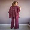 Fuchsia moeder van de bruids jurken juweel 3/4 lange mouwen feestjurk applique kant chiffon vloer lengte bruiloft prom dress op maat gemaakt