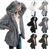 Dames pluche sherpa hooded bovenkleding pocket hoodie jas warme trui outdoor casual uitloper warm plus size jas overjas ljja2844