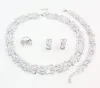 Kvinnor Wedding Crystal Jewelry Set Ggold Silver Color Set Halsband örhänge Ring Armband Afrikanska pärlor smyckesuppsättningar