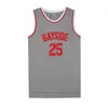 Mens 25 Zack Morris Bayside Basketball Jersey Jerseys grå färg räddad av Bell 90 -talets Hip Hop Stitched Shirts