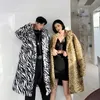 Toptan-Kalınlaşmış Zebra Baskı Ceket Erkekler Sıcak Moda Parka Erkekler Pamuk Uzun Ceket Erkek Streetwear Vahşi Gevşek Ceket Erkek Giysileri