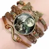 Aktualizacja miłości Bransoletka Infinity Wolf Charm Multilayer Glass Cabochon Bracelets Women Kids Fashion Biżuteria