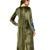 Casual Haft Velvet Abaya Muzułmański Maxi Dress 3D Kwiatowe Długie Szwagi Kimono Luźne Ramadan Bliski Wschód Arabska Odzież islamska
