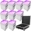 10pcs App controle uplighting Hex 6 * 18W 6in1 RGABW LED UV bateria Projetor Led Par Luzes de casamento com capa de chuva