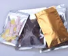 Leotrusting 100pcs/lot Flat Bottom Clear Front Gold Back Zip Bag Resealable Plastic Zipper Bag Sugar Tea Nuts Home Supplies Storage Bags