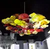Hôtel Plafond En Verre Soufflé Éclairage Art Décor Fleur Lustre Lumière Nouvelle Maison Italien Plaques De Verre De Murano Pendentif Lustre Lampes