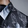 Royal Allover Printing Long Sleeve Mens Fashion قميص عرضي الرجال بالإضافة