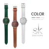 Relojes Shengke de cuero genuino para mujer, relojes de cuarzo de marca de lujo, relojes informales para mujer, reloj femenino