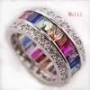 Garnet Morganite Pink Kunzite Blue Crystal Zircon 925 Sterling Silver Ring Size 6 7 8 9 10 11 J190714