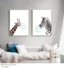 Affiche en toile avec bébé Animal zèbre girafe, peinture murale imprimée, image nordique, décoration de chambre d'enfant