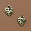 DIY smycken tillbehör retro legering kärleksbrev charms gjorda med hjärta hängsmycke för halsband armband brons och silver