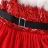 Nyfödda babyflickor 1: a julklänning Santa Claus kostymer Ruffled axelremsor faux päls mesh tutu klänning för barn fest födelsedag A-792